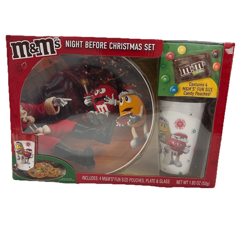 M&M's Night Before Christmas‎ Plate and Glass Set Cookies for Santa 2020.
